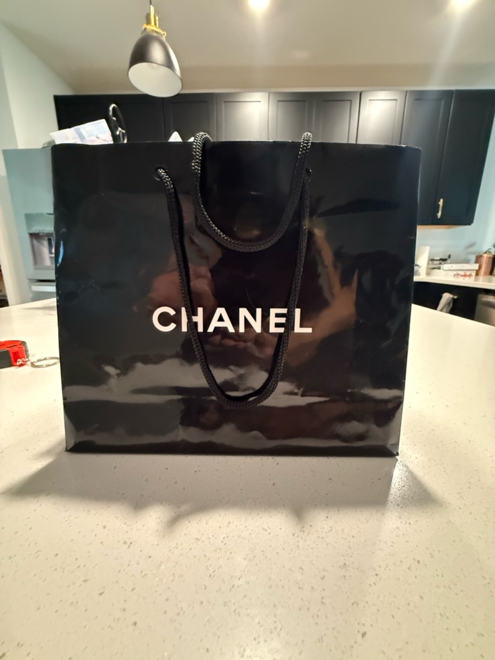 CHANEL Black Glossy Small Shopping Bag